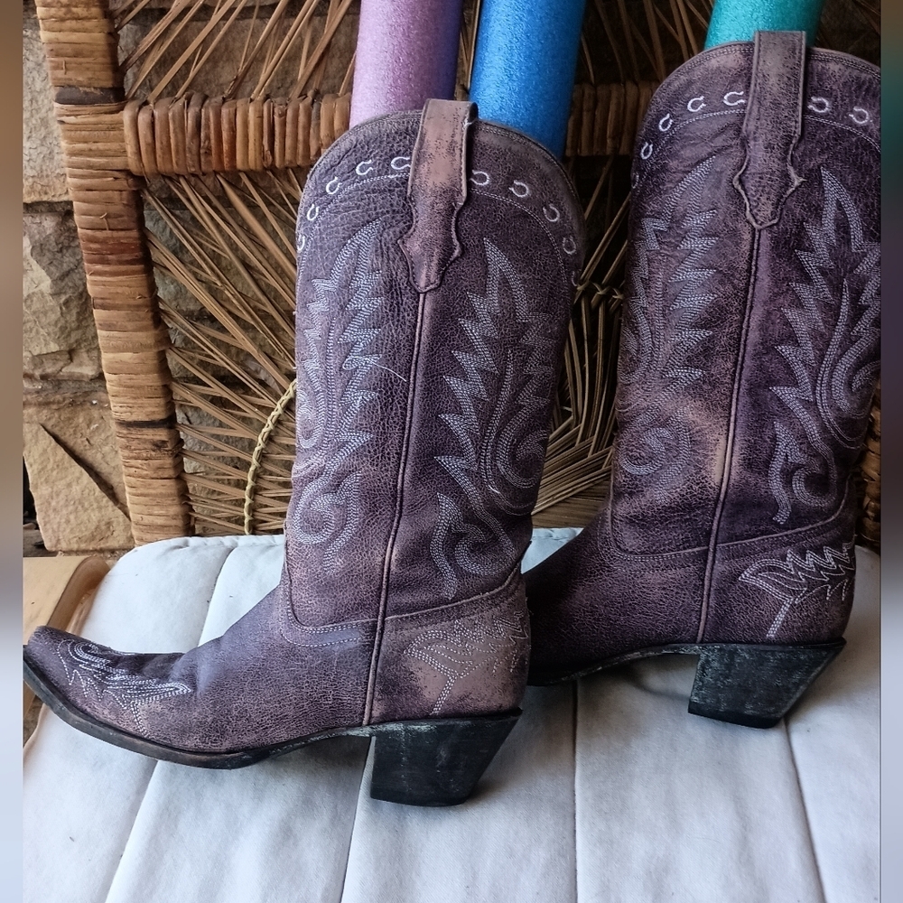 Corral Purple Western Horse Shoe Design Boots_10